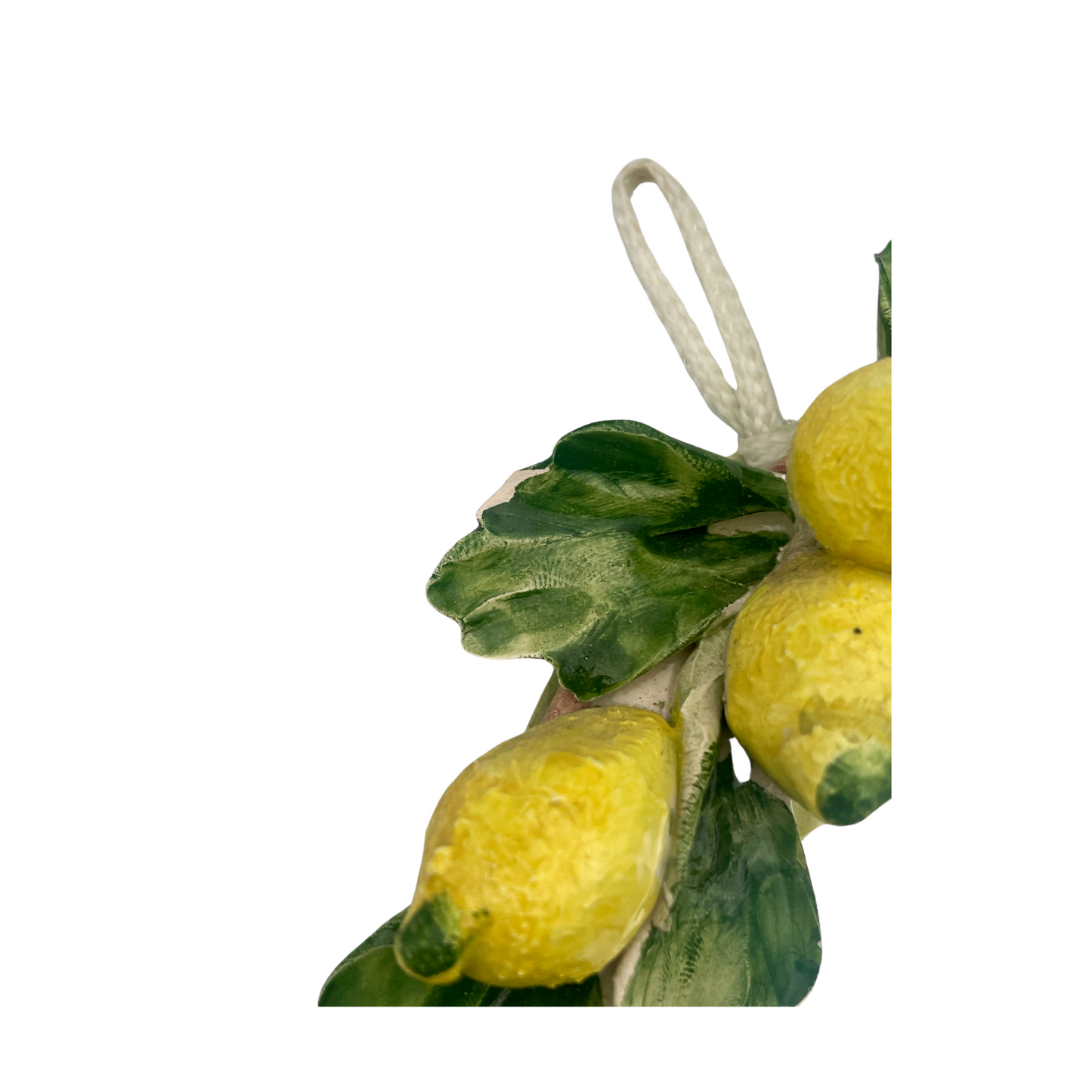 Vintage Hand-Painted Italian Lemon Wreath Ceramic Mirror