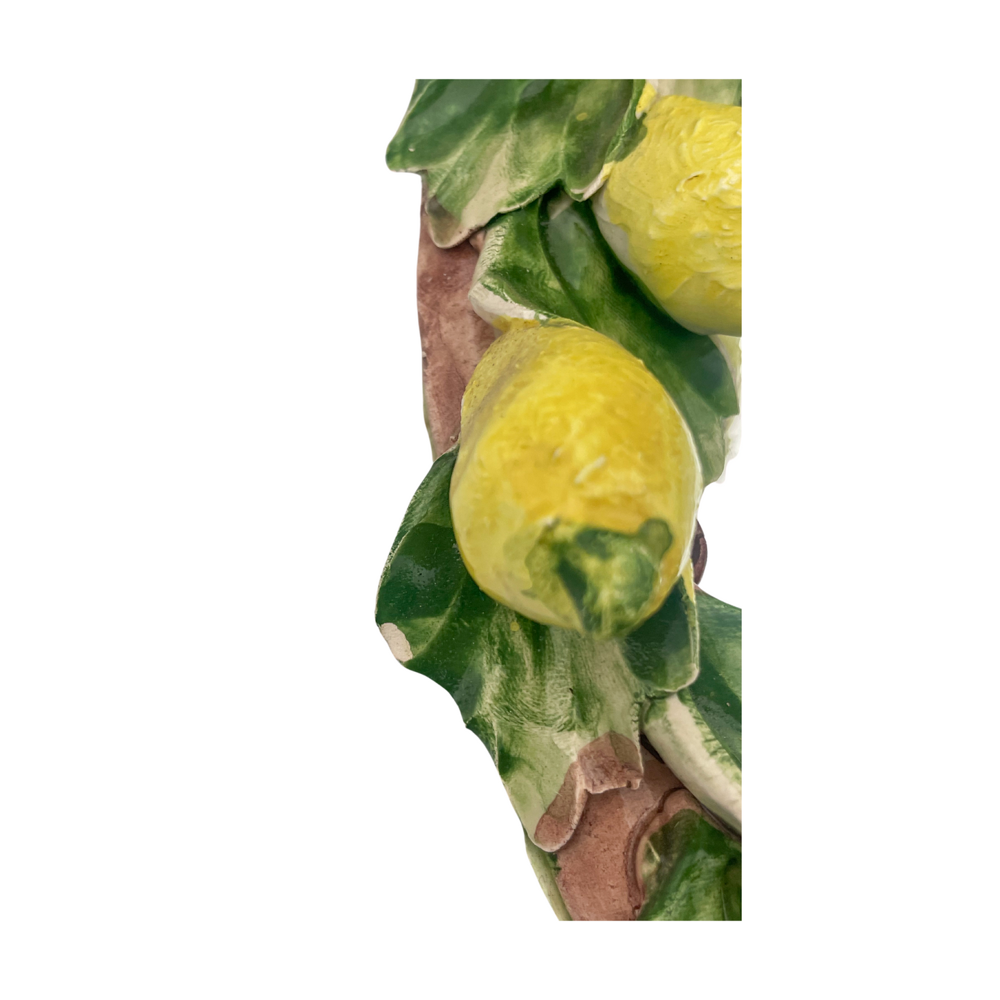 Vintage Hand-Painted Italian Lemon Wreath Ceramic Mirror