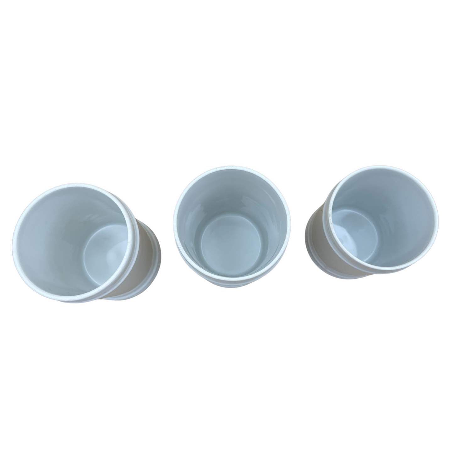Set of 3 Vintage White Ceramic Apothecary Jars with Lids