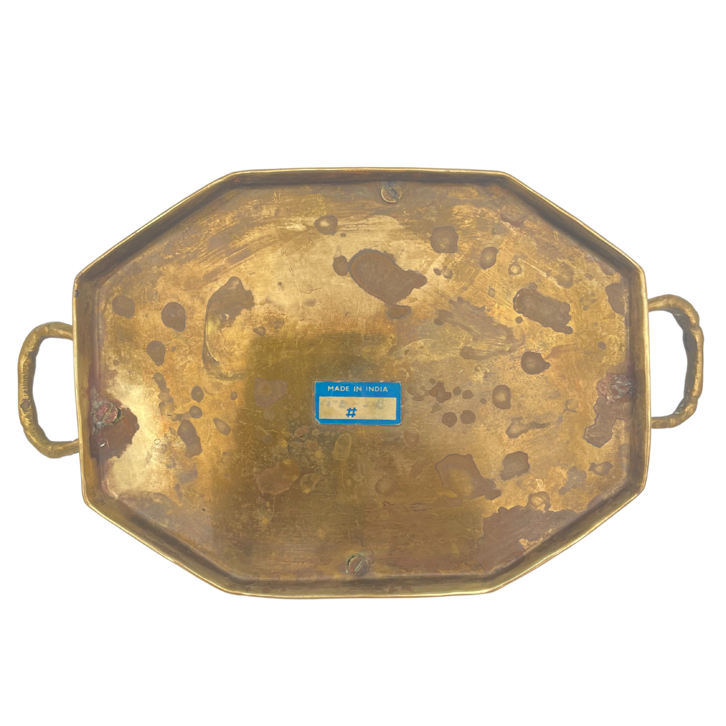 Vintage Brass Faux Bamboo Octagonal Tray – Hollywood Regency Style