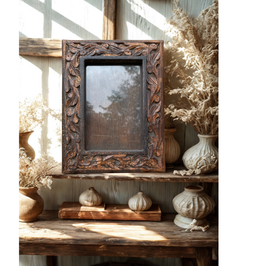 Vintage Distressed Carved Wood Frame – 4" x 6"