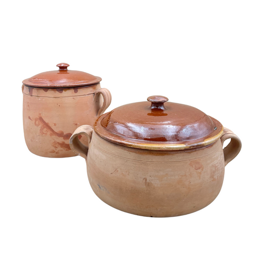 Vintage Vallauris Terracotta Bean Pot Set