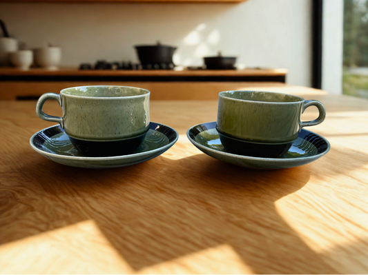 Vintage Rörstrand “Vieta” Cups & Saucers – Pair