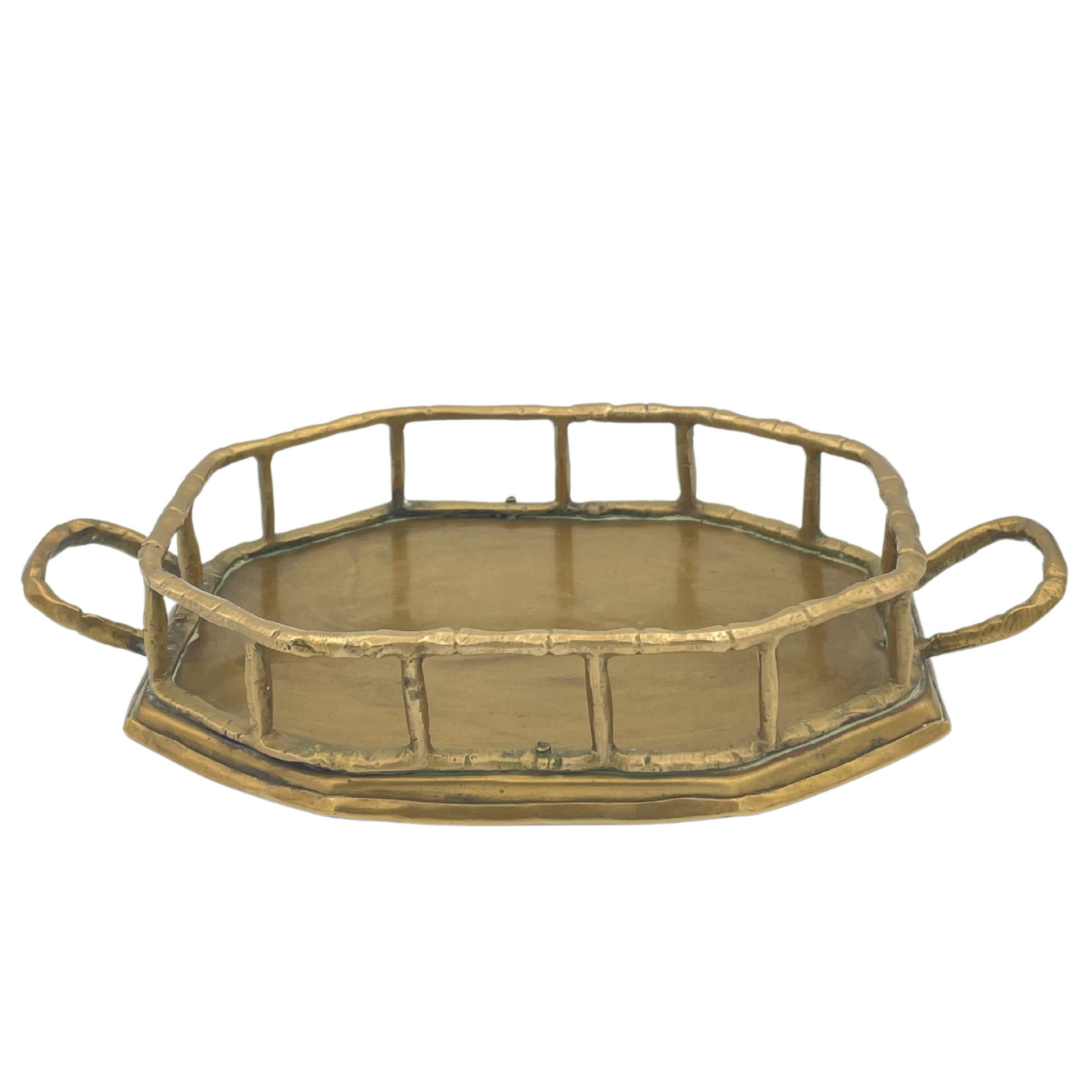 Vintage Brass Faux Bamboo Octagonal Tray – Hollywood Regency Style