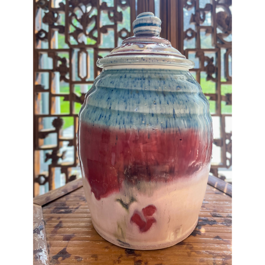 Vintage Michael Crumb Studio Pottery Jar – Hand-Thrown Lidded Vessel