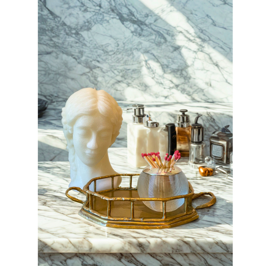 Vintage Brass Faux Bamboo Octagonal Tray – Hollywood Regency Style