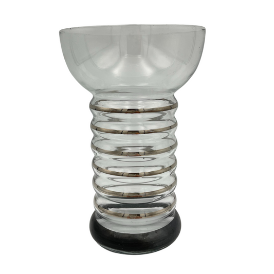 1930s Dunbar Aramis Tumbler Glass – Silver Overlay with Black Enamel