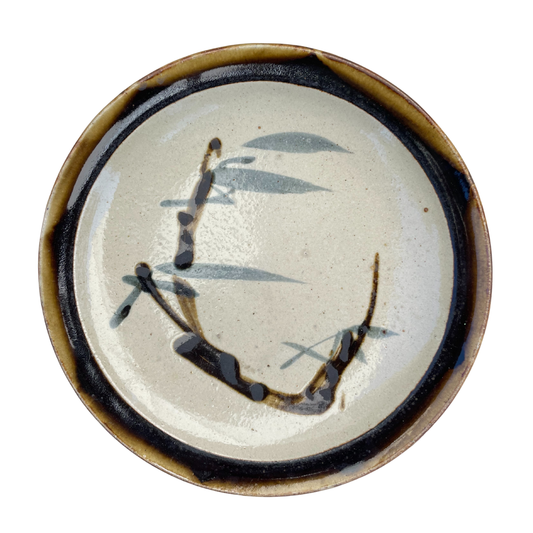 Studio Pottery Plate with Japanese Inspired Design