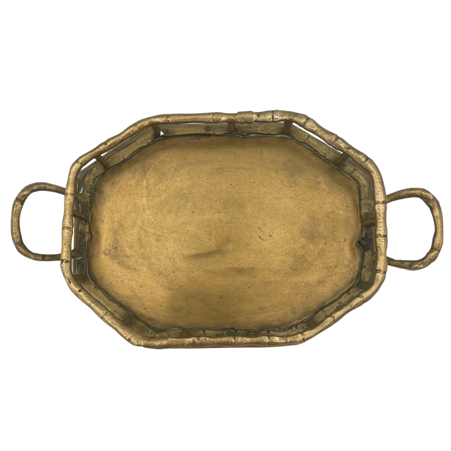 Vintage Brass Faux Bamboo Octagonal Tray – Hollywood Regency Style