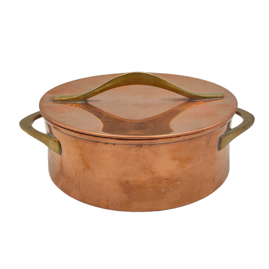 Vintage Small Dansk Copper One Quart Casserole by Jens Quistgaard – Brass Handles, Danish Modern