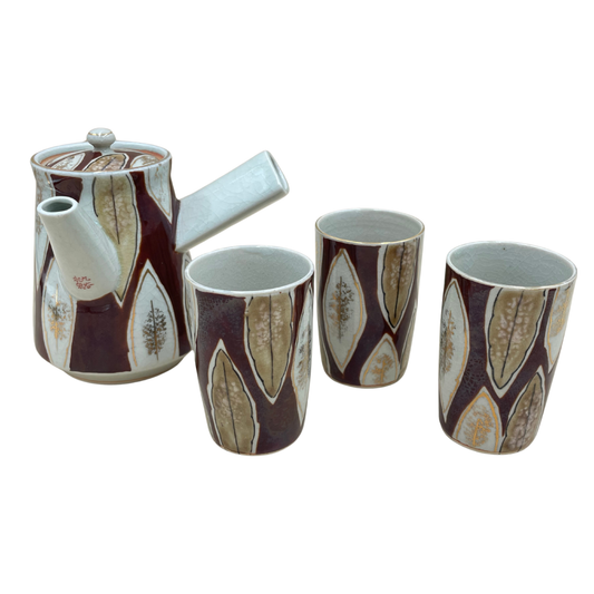 Vintage Midcentury Four Piece Japanese Kutani Teapot Set