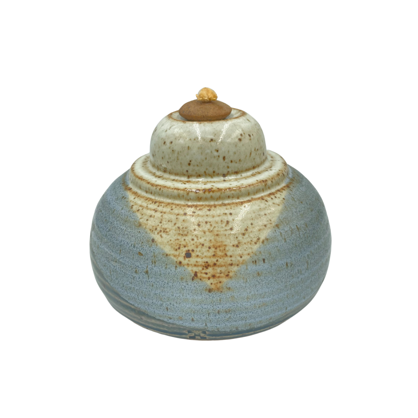 Vintage Studio Pottery Ceramic Oil Lamp with Glass Hurricane