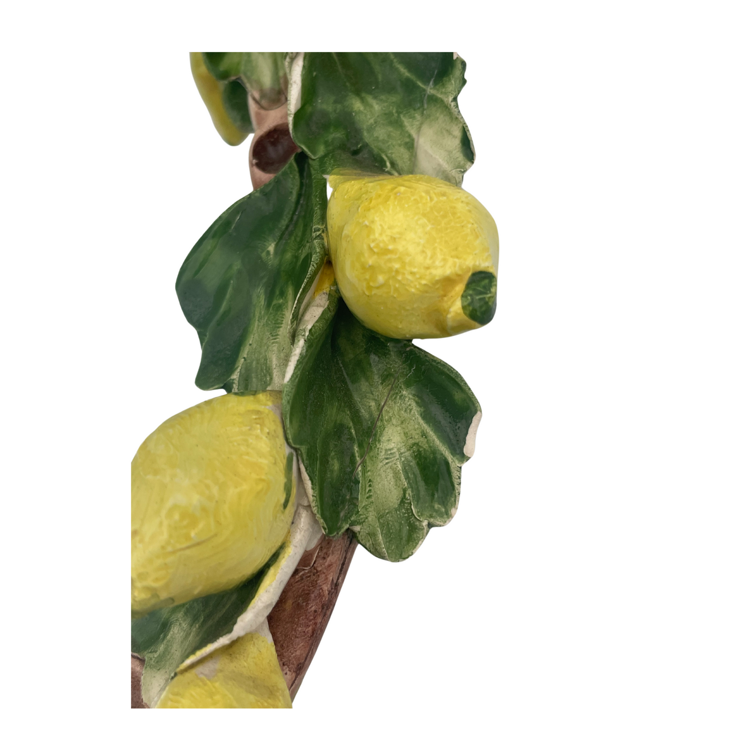 Vintage Hand-Painted Italian Lemon Wreath Ceramic Mirror