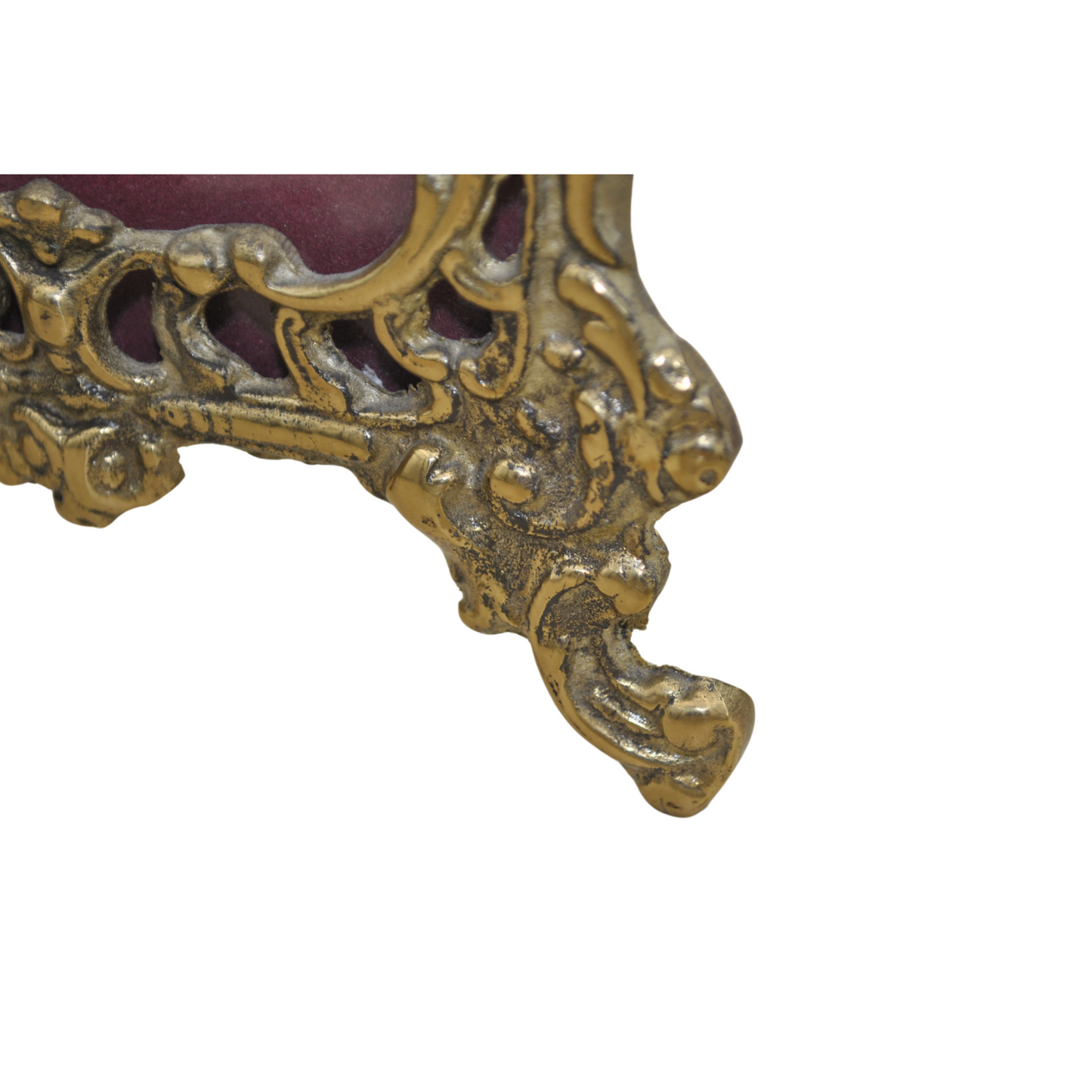 Antique Ornate Brass Double Picture Frame with Velvet Backing