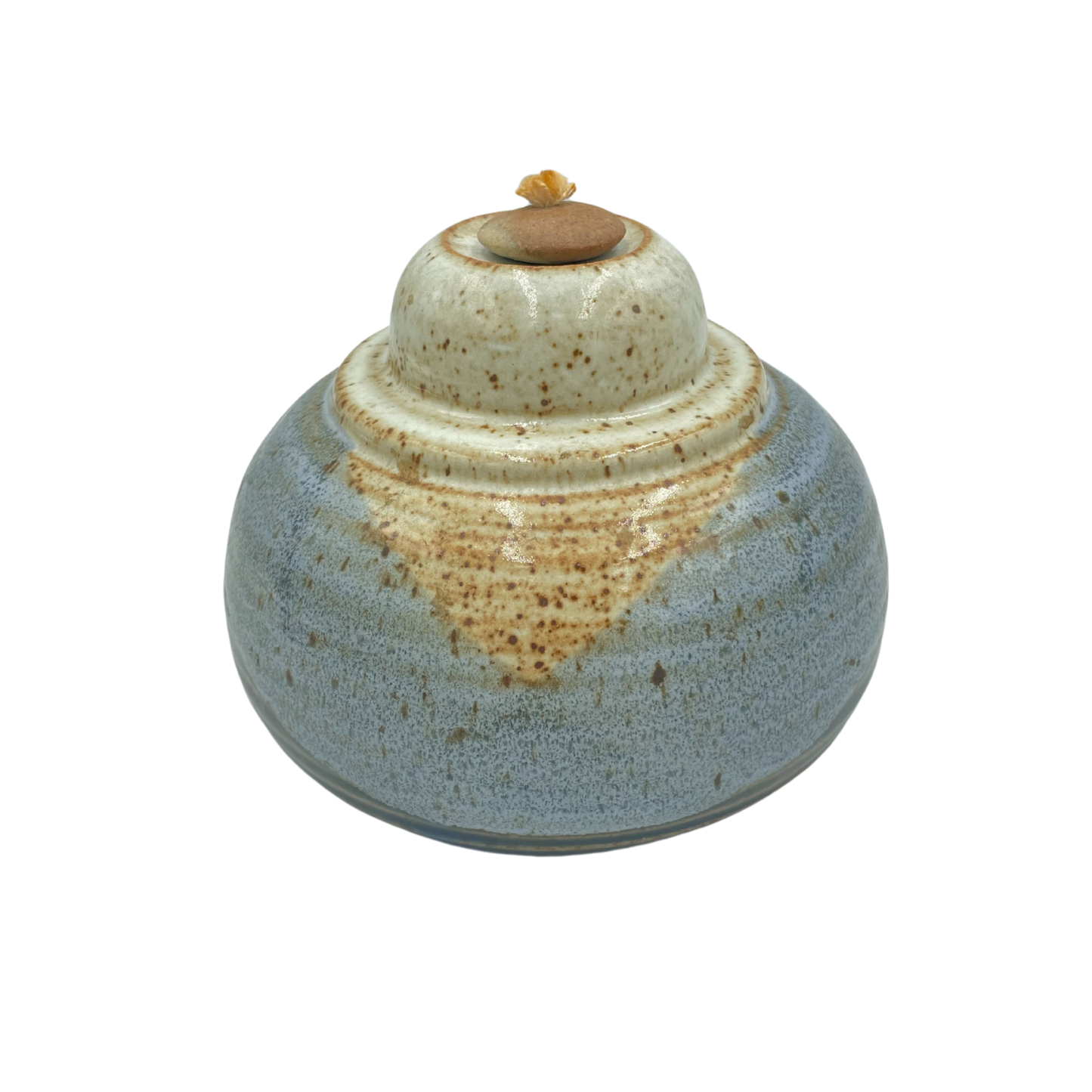 Vintage Studio Pottery Ceramic Oil Lamp with Glass Hurricane