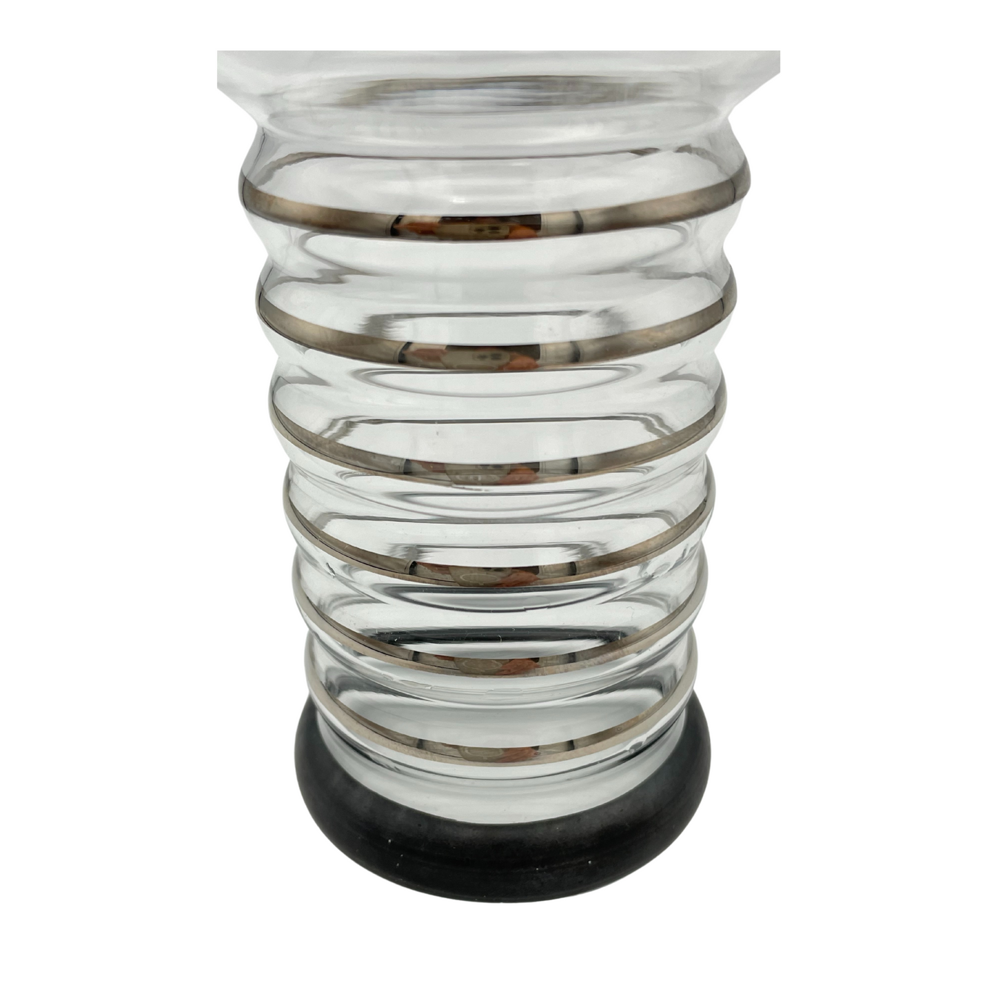 1930s Dunbar Aramis Tumbler Glass – Silver Overlay with Black Enamel