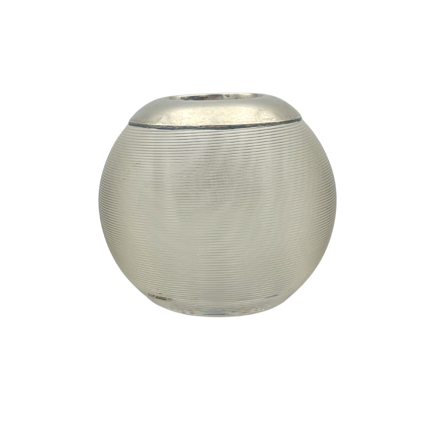 Edwardian Ribbed Glass Matchstriker with Sterling Silver Collar