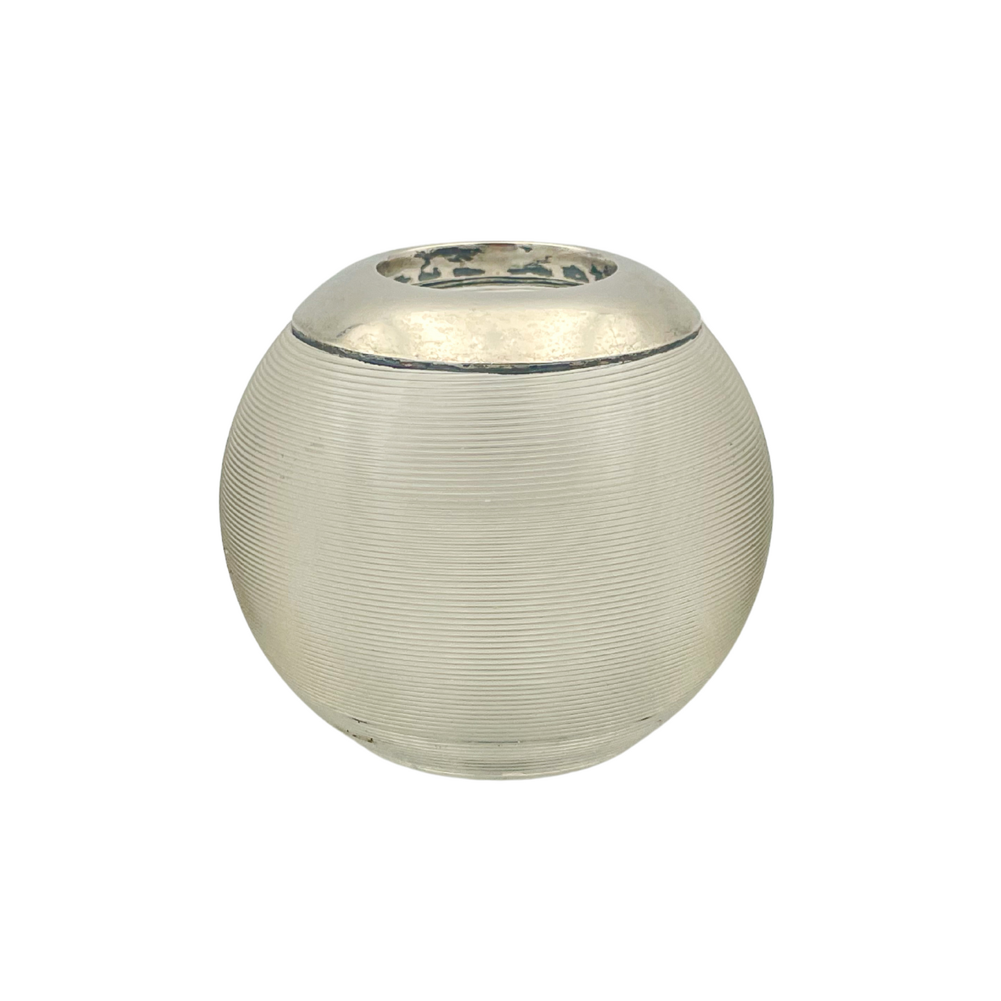 Edwardian Ribbed Glass Matchstriker with Sterling Silver Collar