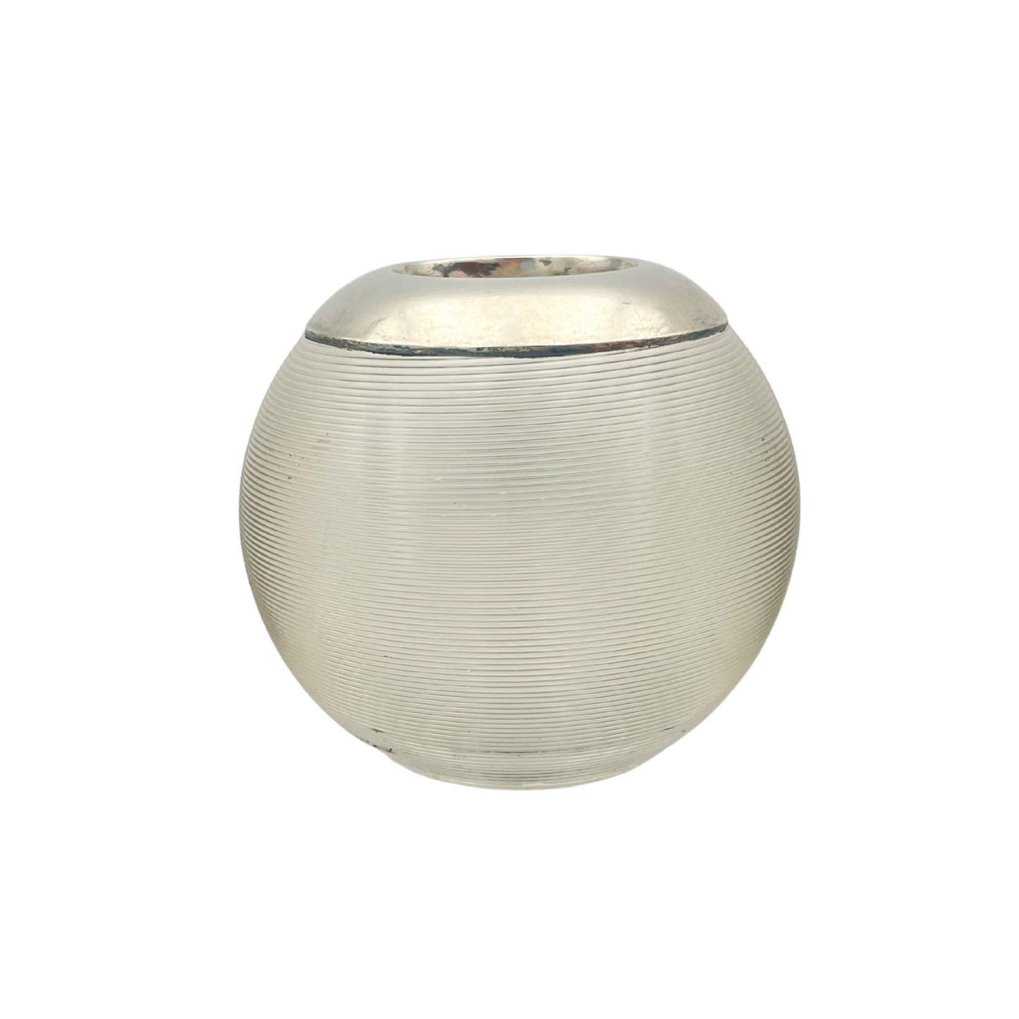 Edwardian Ribbed Glass Matchstriker with Sterling Silver Collar